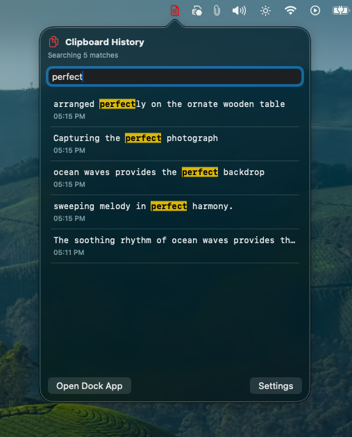 Search from Menu Bar
