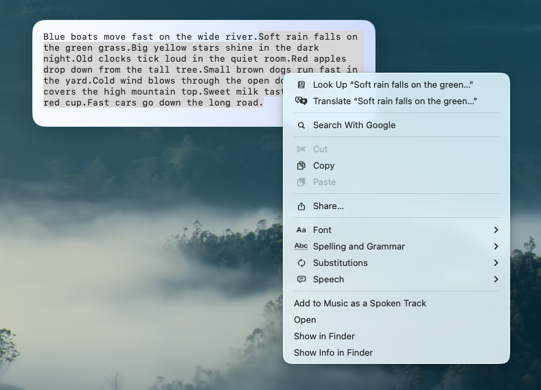 Right-click context actions